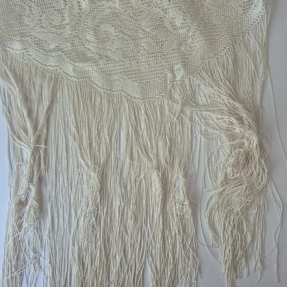 Kensington Pearl Baroque Set of 3 Vintage Damask Lace Fringe Panels  45 x 84 IN